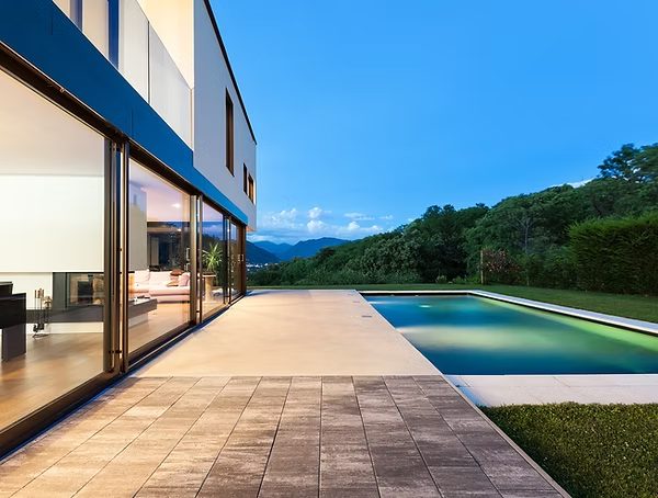 A custom-built Altadena home at dusk